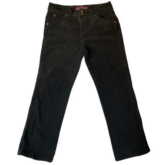 Gloria Vanderbilt Women Corduroy Pants size 12Petite Black Mid Rise Straight Fit - Picture 1 of 10